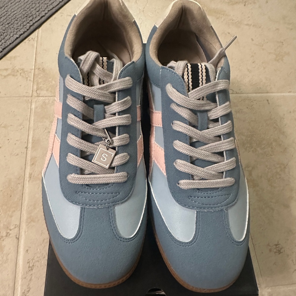 Lulu's  Light Blue and Pale Pink Lace-Up Sneakers